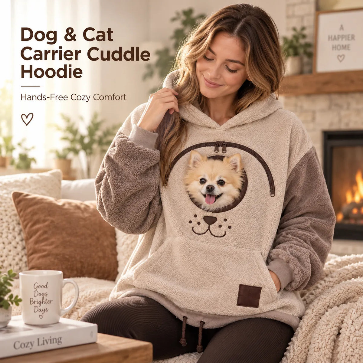 ⏰LAST DAY 50% OFF 🐾 Cozy Pet Carrier Hoodie — Built-In Pouch for Cats & Small Dogs
