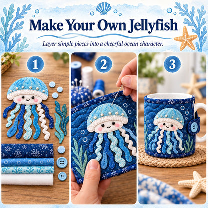 Ocean Jellyfish Quilted Mug Cozy DIY Kit