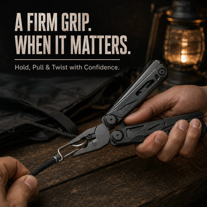 📍🎉 🏕️ 16-in-1 Camping Multi-Tool with Full-Size Scissors & Carrying Pouch