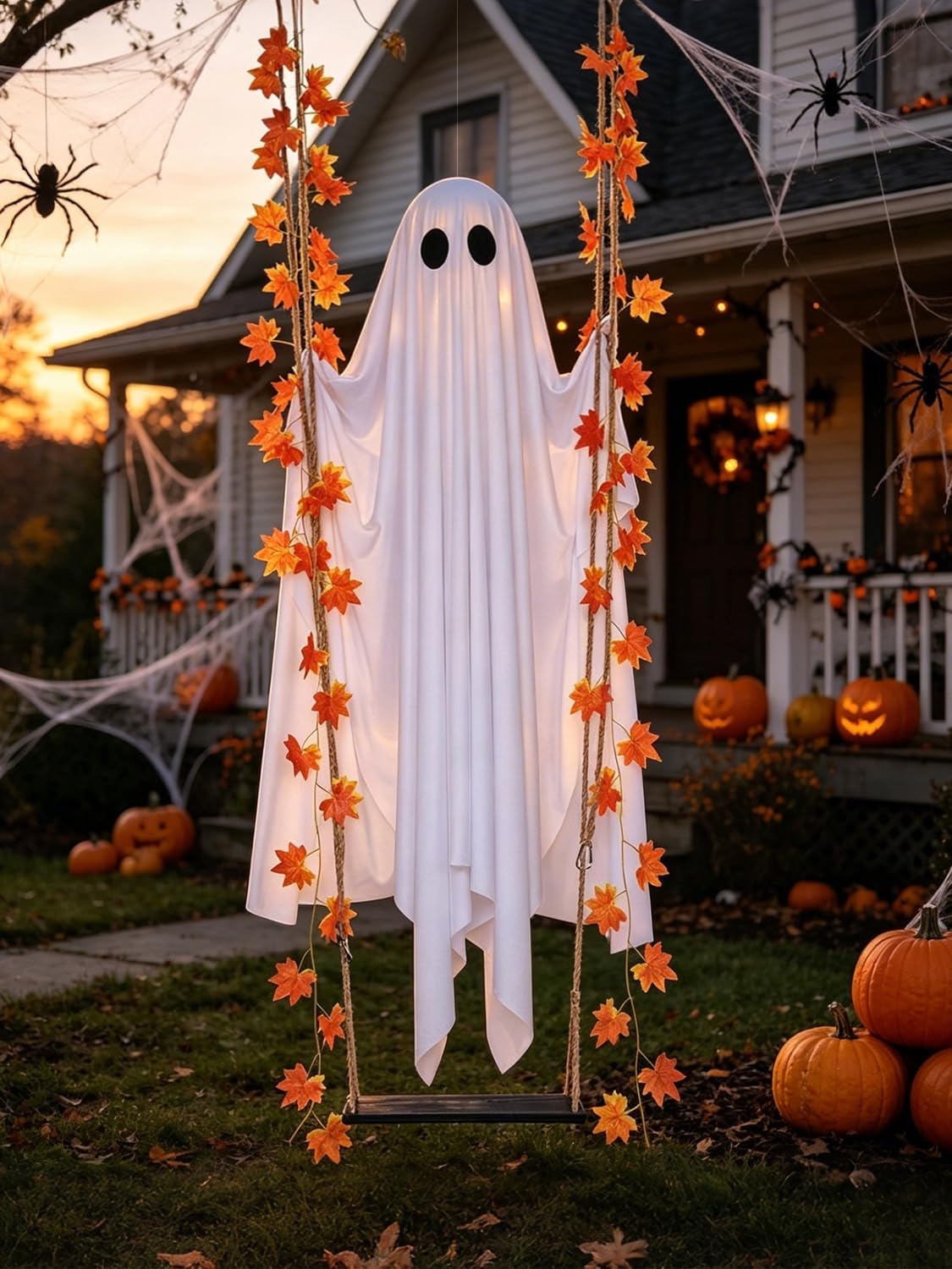 🔥49% OFF TODAY ONLY!🎃 Spooky Swingin' Ghost — Light-Up Halloween Decor 👻(FREE SHIPPING)