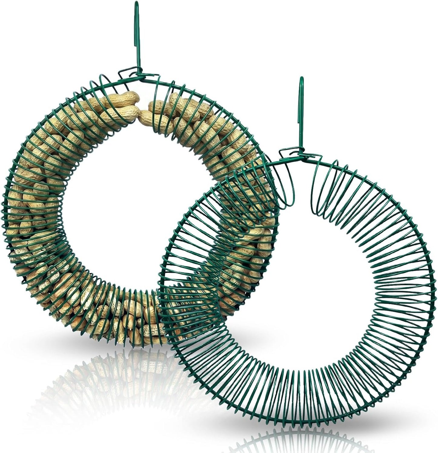 Hanging Peanut Wreath Bird Feeder, Metal Round Feeder for Outdoor Birds & Squirrels Feeding, Whole Peanut Ring Bird Feeder with Hanging Hook, Rustproof & Weatherproof