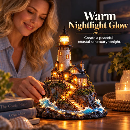 'Coastal Lighthouse' LED light decoration – handmade ornament in a maritime island style