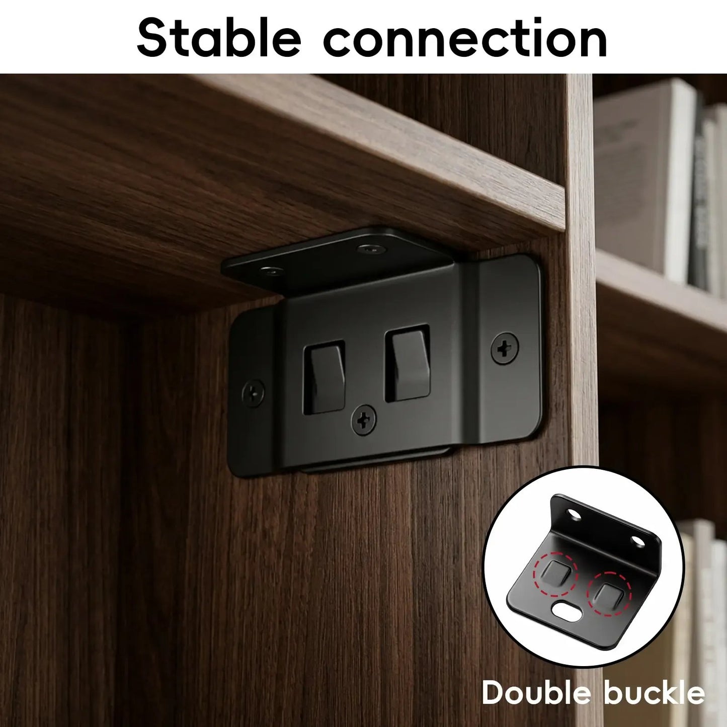 🛠️2-in-1 Iron Buckle Corner Brackets – Heavy Duty Stainless Steel L Shape Joint Fixing Brackets with Screws for Cabinets, Tables & Chairs Repair Kit