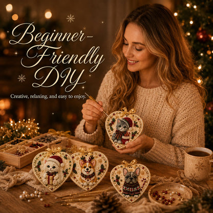 ⏳ Last Day 49% OFF – 🎄Beginner-Friendly DIY Pearl & Gem Christmas Heart Ornament Kit Collection | Complete Kit with Pearl-Style Beads, Gem Accents & Hanging Ribbon Included 💕