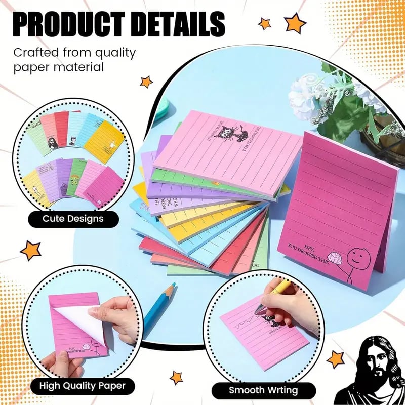 😂 12-Pack Sarcastic Office Sticky Notes – Funny Coworker Memo Pads & Hilarious Desk Gifts