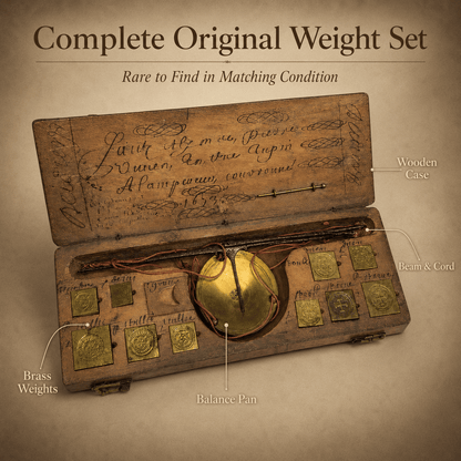 Rare Antique Boxed Coin Scale | 17th Century Merchant Money Balance