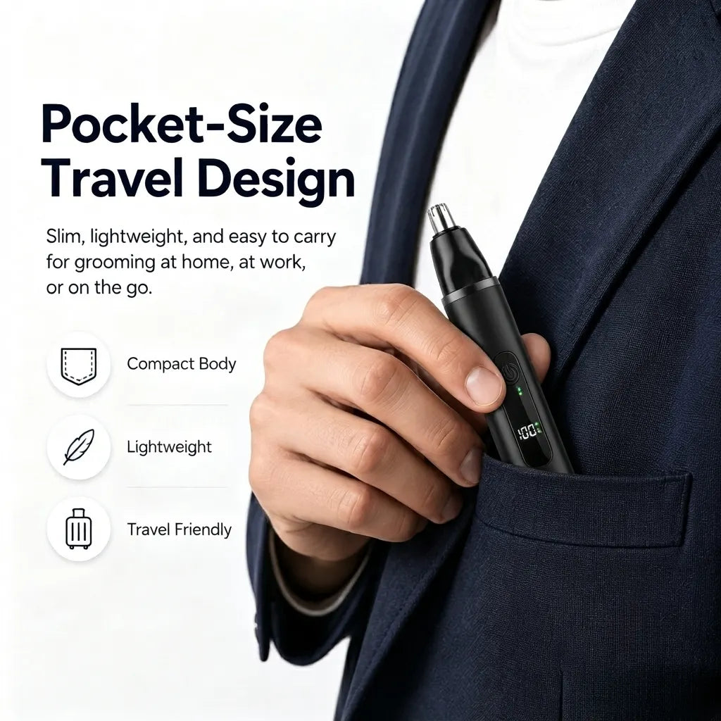 Professional LED Display Nose & Ear Trimmer, Painless Travel Gifts for Men Women.