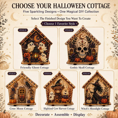 ⏳ Last Day 49% OFF – 🎃 Beginner-Friendly Moonlit Wooden Cottage 3D Pearl Art Kit Collection | Complete Kit with All Tools & Step-by-Step Guide Included 💕
