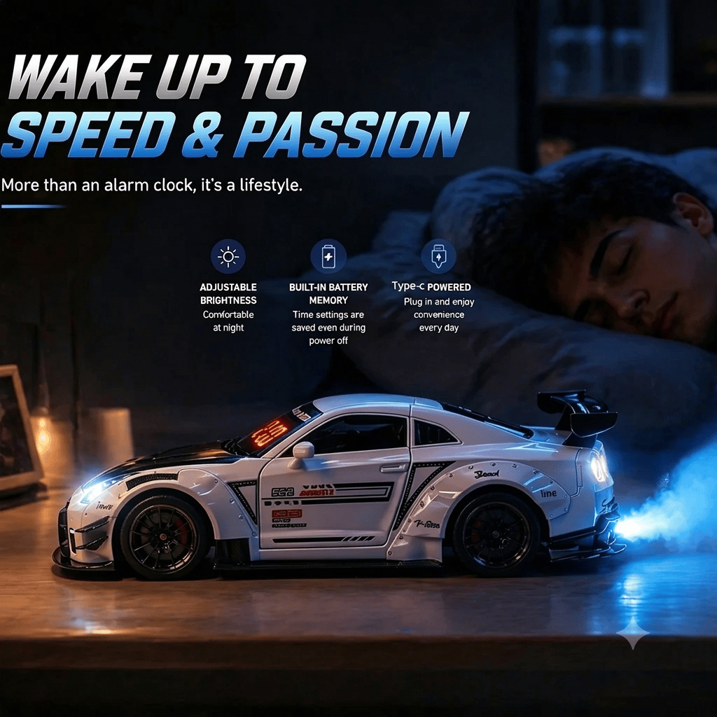 🏎️ Sports Car Alarm Clock Remote Control Model Car