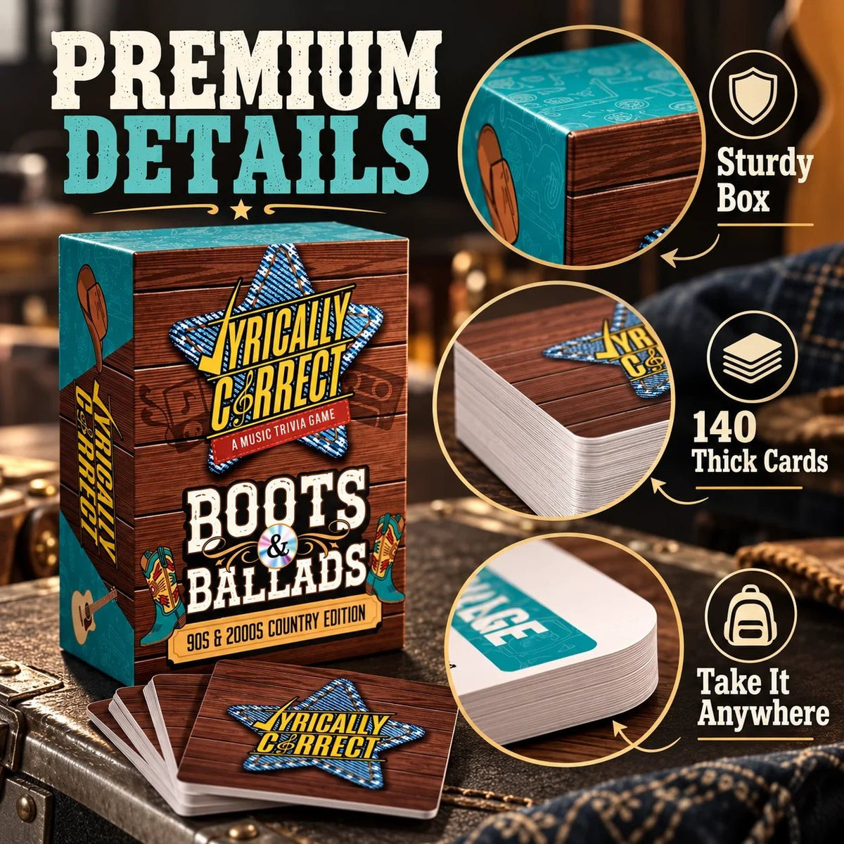 Lyrically Correct Music Trivia Game Bundle – Country, Hip-Hop, R&B & Pop Editions