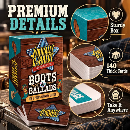 Lyrically Correct Music Trivia Game Bundle – Country, Hip-Hop, R&B & Pop Editions