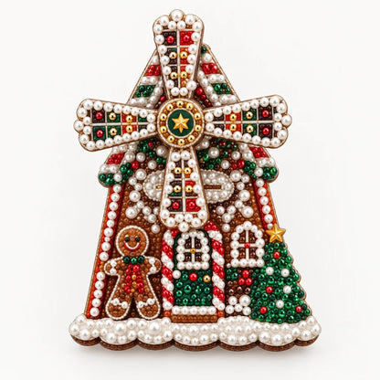 Plymagic DIY Pearl Art - Christmas Windmill Refrigerator Magnet