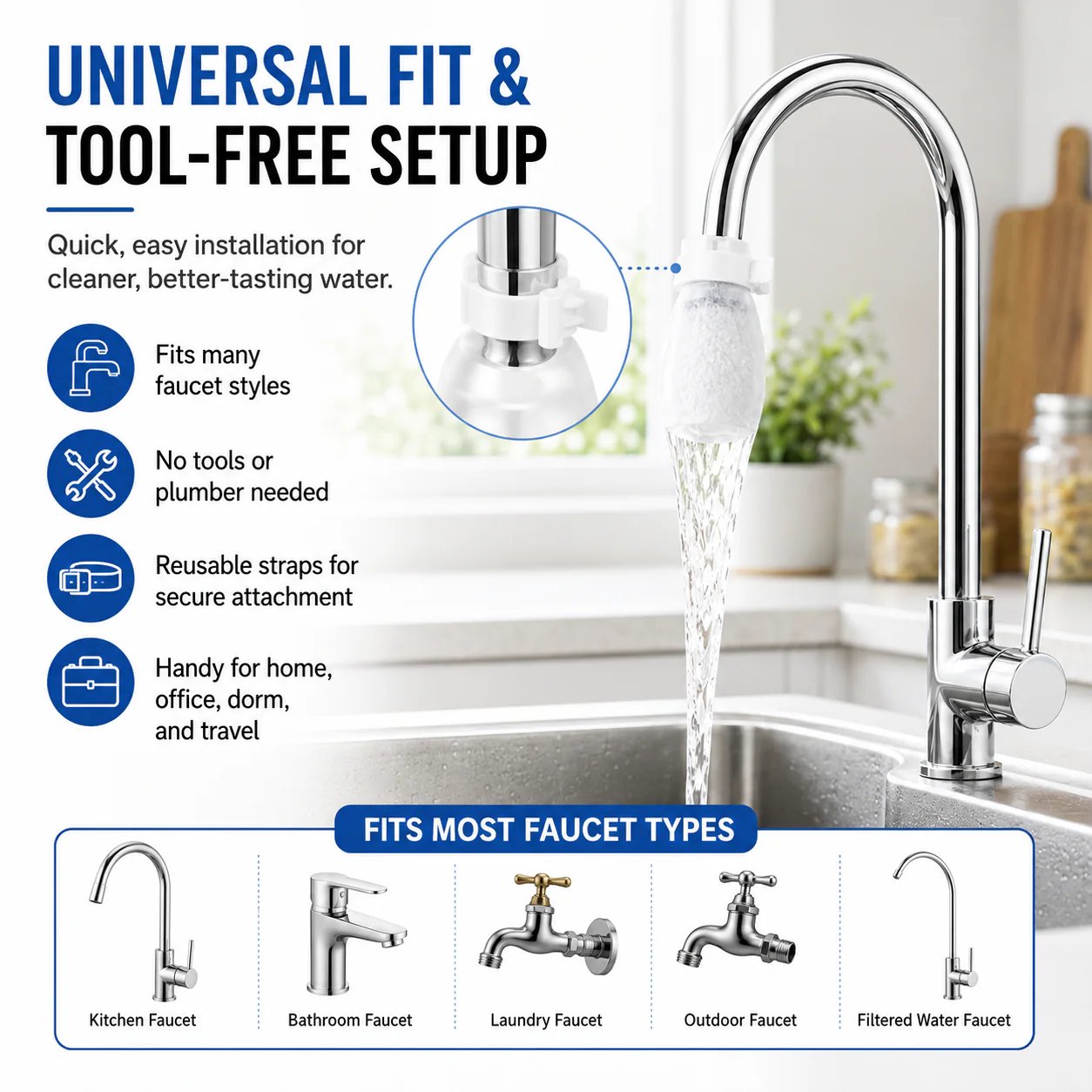 🚰 100 Pack Faucet Filter Bags – Cleaner Water, Less Splash, No Tools Needed