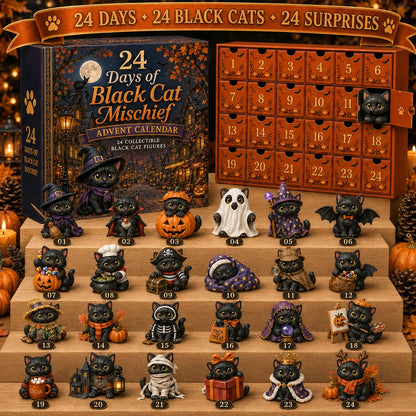 24 Days of Black Cat Mischief Advent Calendar – 24 Collectible Halloween Cat Figures