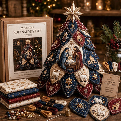 ⏳ Last Day 49% OFF – ✝️ Beginner-Friendly Tree of Faith 3D Quilted Christmas Tree Sewing Kit | Complete Kit with Coordinated Fabrics, Beads & Step-by-Step Guide Included 💕