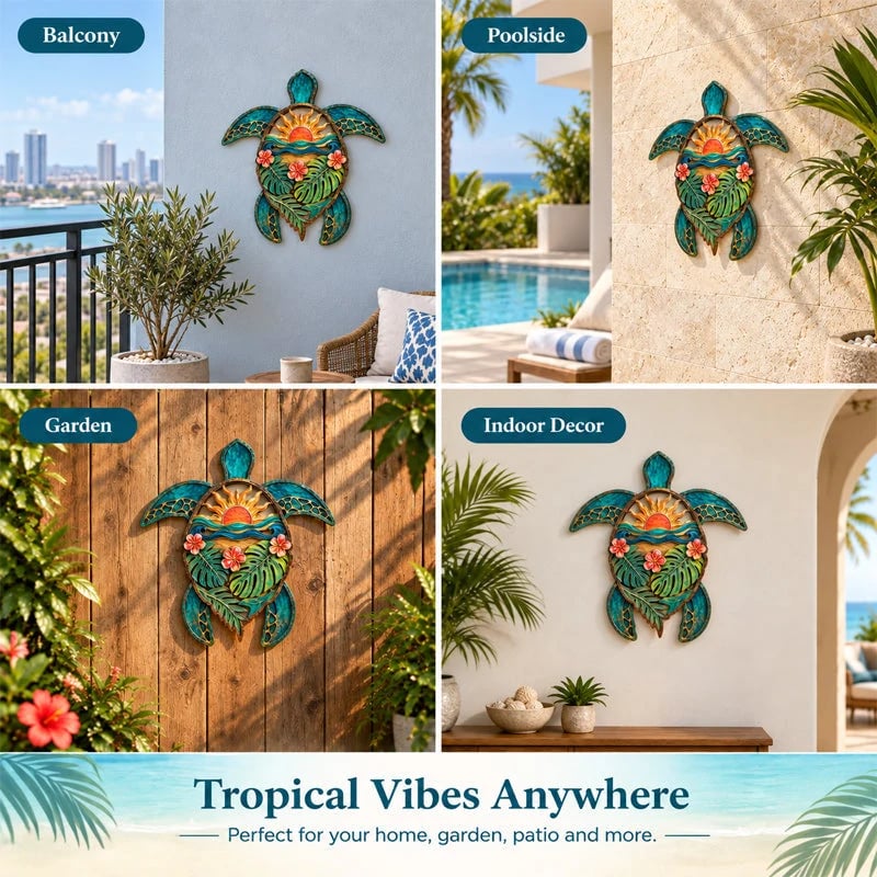 🏖️Tropical Sea Turtle Sunset Wall Decor