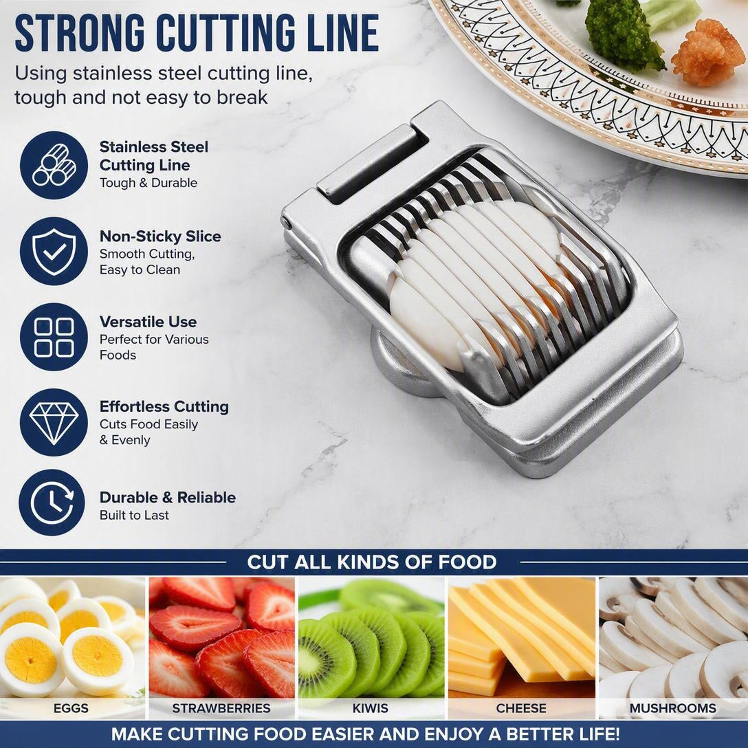 Aluminum Hinged Two-Way Egg Slicer with Stainless Steel Wires