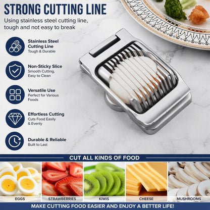 Aluminum Hinged Two-Way Egg Slicer with Stainless Steel Wires