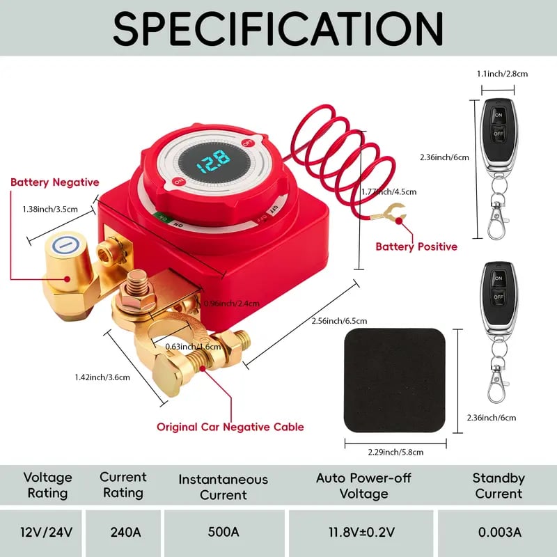 🔥HOT SALE 49% OFF🚗12V/24V Remote Battery Disconnect Switch – 240A Heavy-Duty Kill Switch with LED Voltage Display for Car, Truck & RV✨