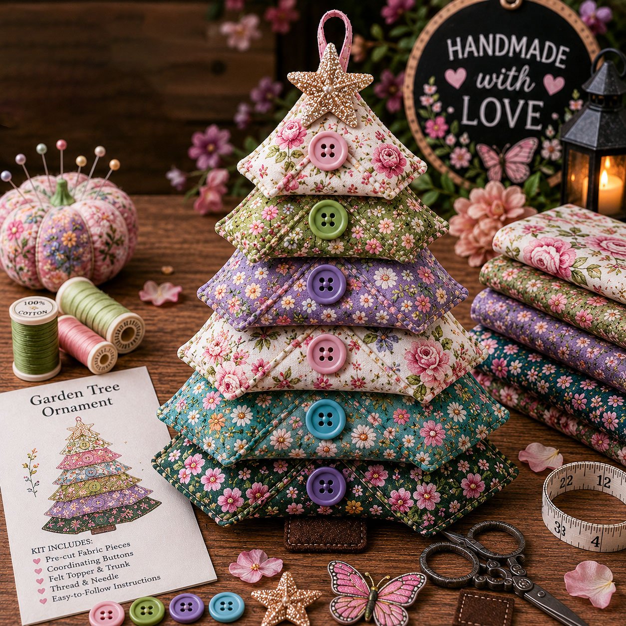 🎄 Layered Fabric Tree Ornament DIY Sewing Kit 🎁 Create A Cozy Handmade Fabric Tree Ornament  ✨