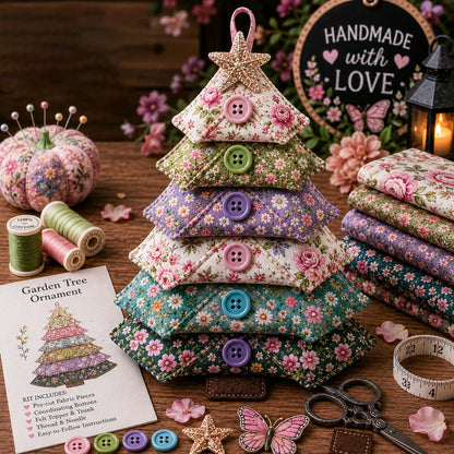 🎄 Layered Fabric Tree Ornament DIY Sewing Kit 🎁 Create A Cozy Handmade Fabric Tree Ornament  ✨