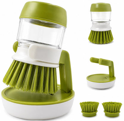 🔥HOT SALE🔥Palm Soap Dispenser Dish Brush with Storage Bracket Holder (2 Replacement Brush Heads)
