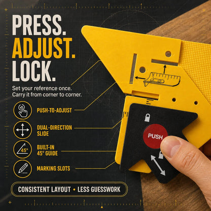 📐 Adjustable 45° Trim Marking & Measuring Tool – Fast Door & Window Casing Layout