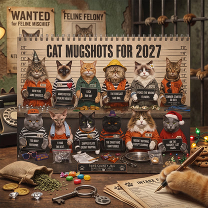 Funny Cat Mugshots 2027 Wall Calendar – 12 Guilty Cats