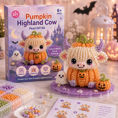 ⏳ Last Day 49% OFF – 🎃 Beginner-Friendly Halloween Highland Cow 3D Pearl Bead DIY Kit | Complete Kit with All Tools & Step-by-Step Guide Included 💕