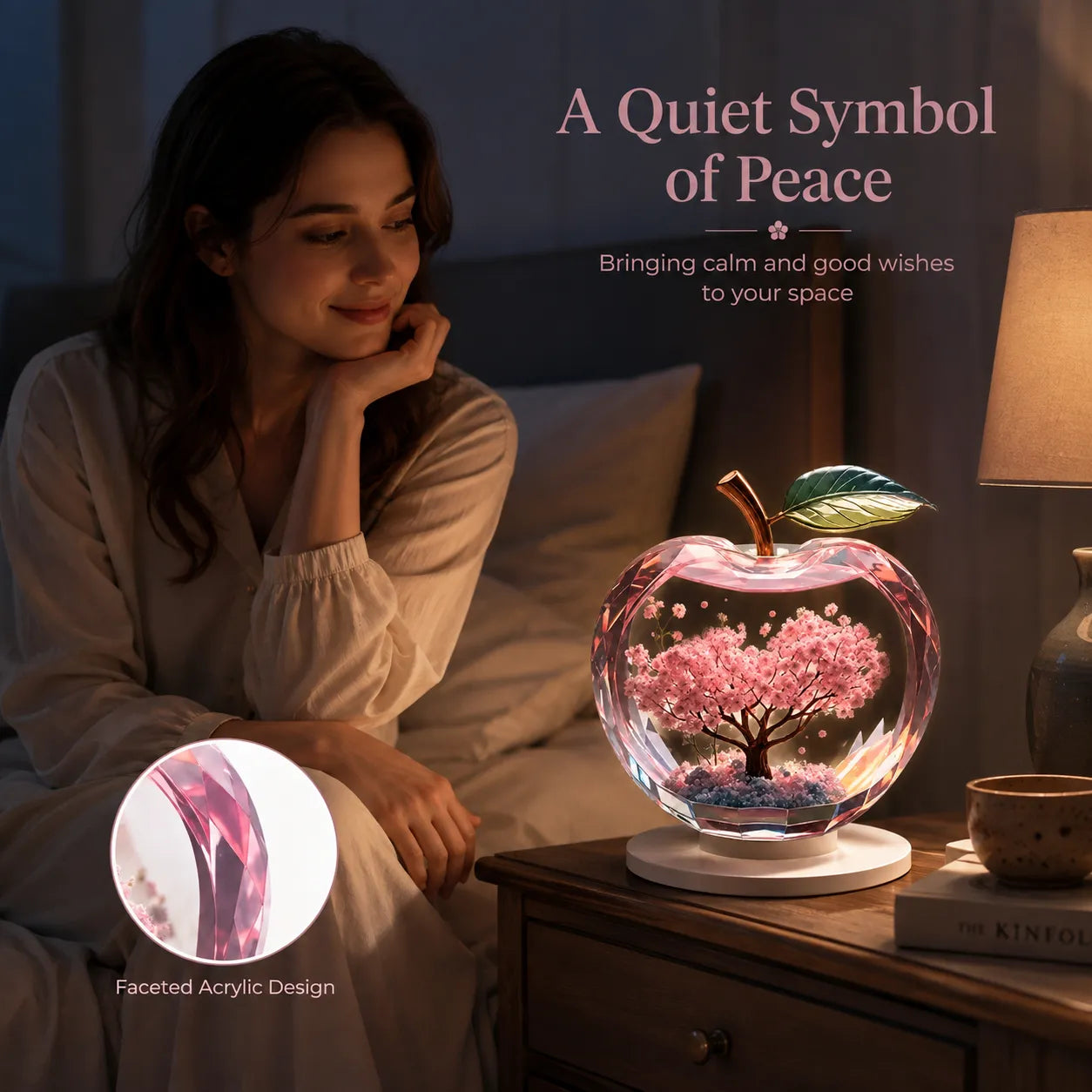 Preserved Cherry Blossom Apple Ornament Eternal Spring Floral Decor For Home Desktop Display