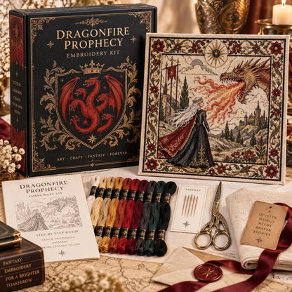 Dragon Fantasy DIY Embroidery Kit – 4 Story Designs