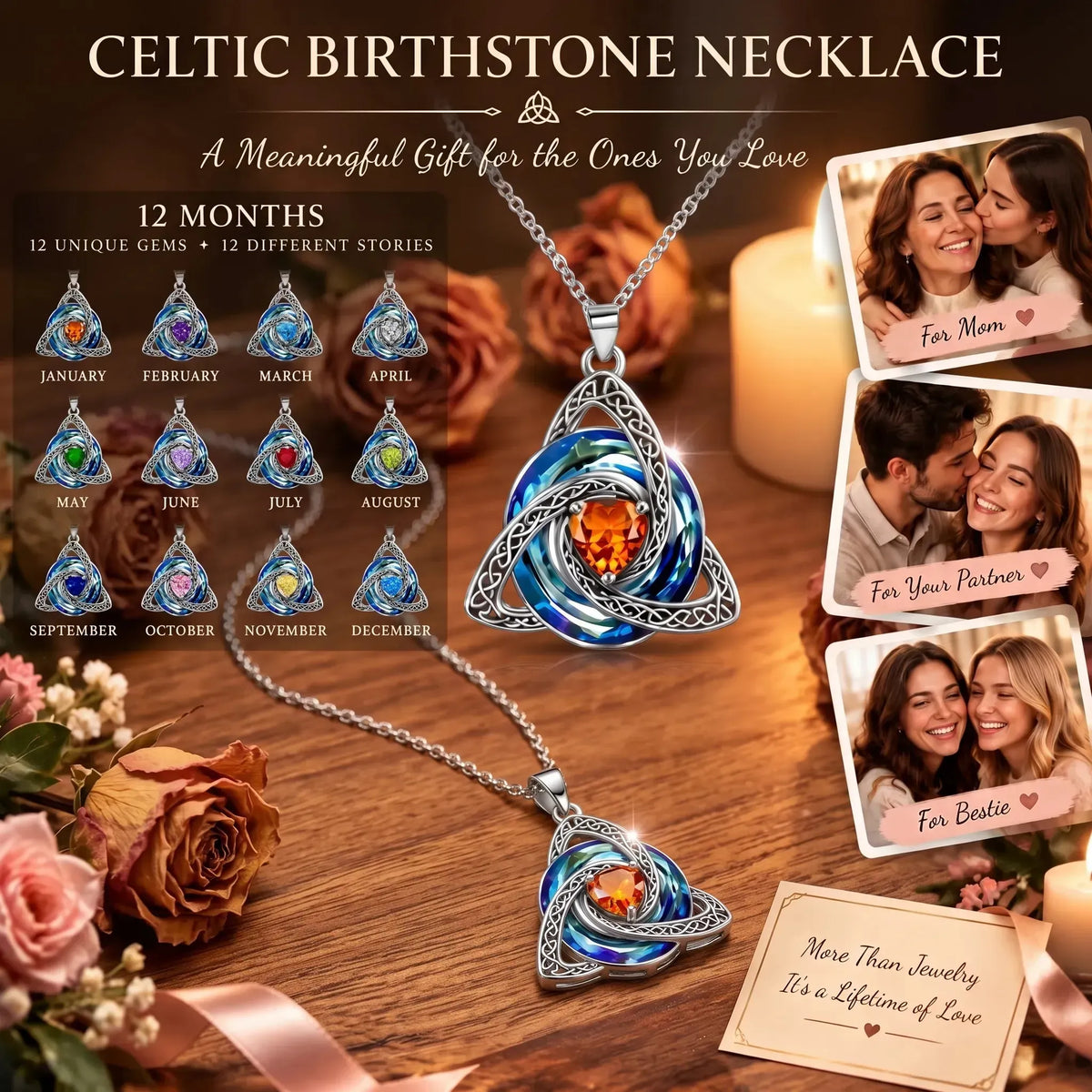 🔥LAST DAY 49% OFF🔥Birthstone Celtic Knot Necklace for Women
