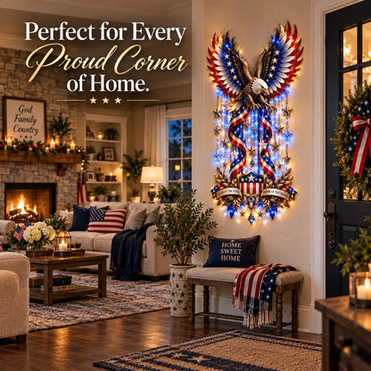 🦅 American Glory Cascade™ – Patriotic Eagle LED Wall Decor