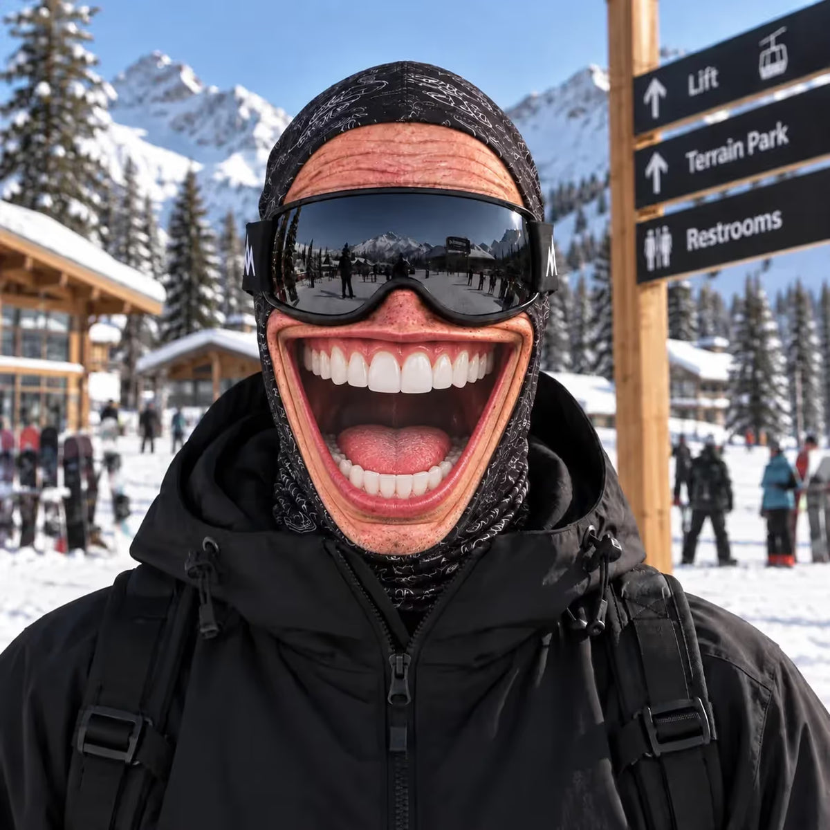 🎿 Realistic Face Balaclava – Funny Ski & Snowboard Mask for Cold Weather Adventures