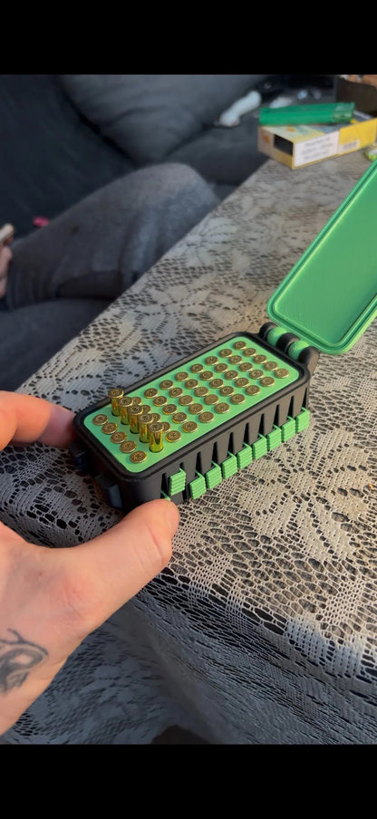 💥🔥Quick Access .22LR Ammo Storage Box – 50 Round Lift-Up Design Cartridge Organizer for Range & Storage