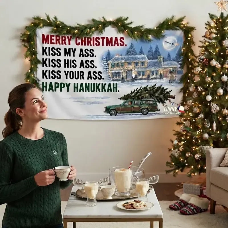 🎅 3x5FT Single Sided Christmas Funny Quote Flag with Metal Grommets | Adult Humor Holiday Yard Decoration