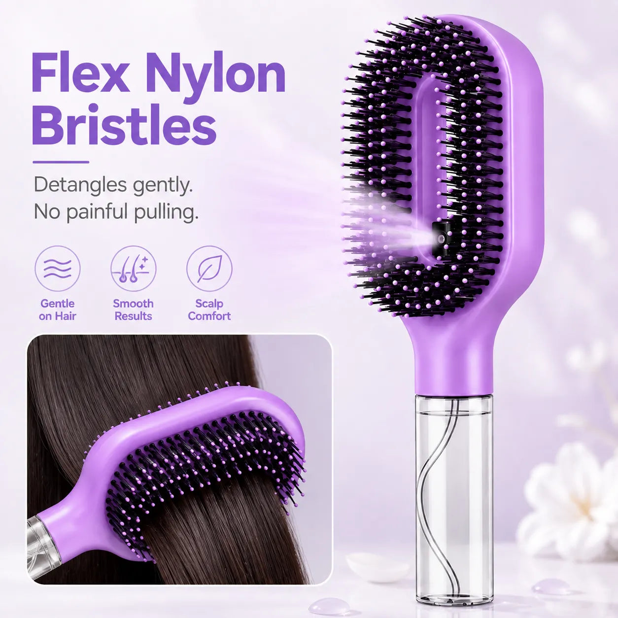 ✨ 2-in-1 Mist Hairbrush | Instant Detangle & Anti-Frizz