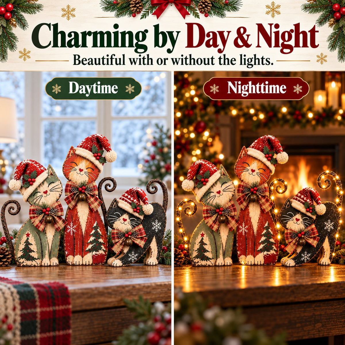 🎄 Vintage Christmas Cards with LED Lighting – 3 Designs | Warm White Light and Remote Control