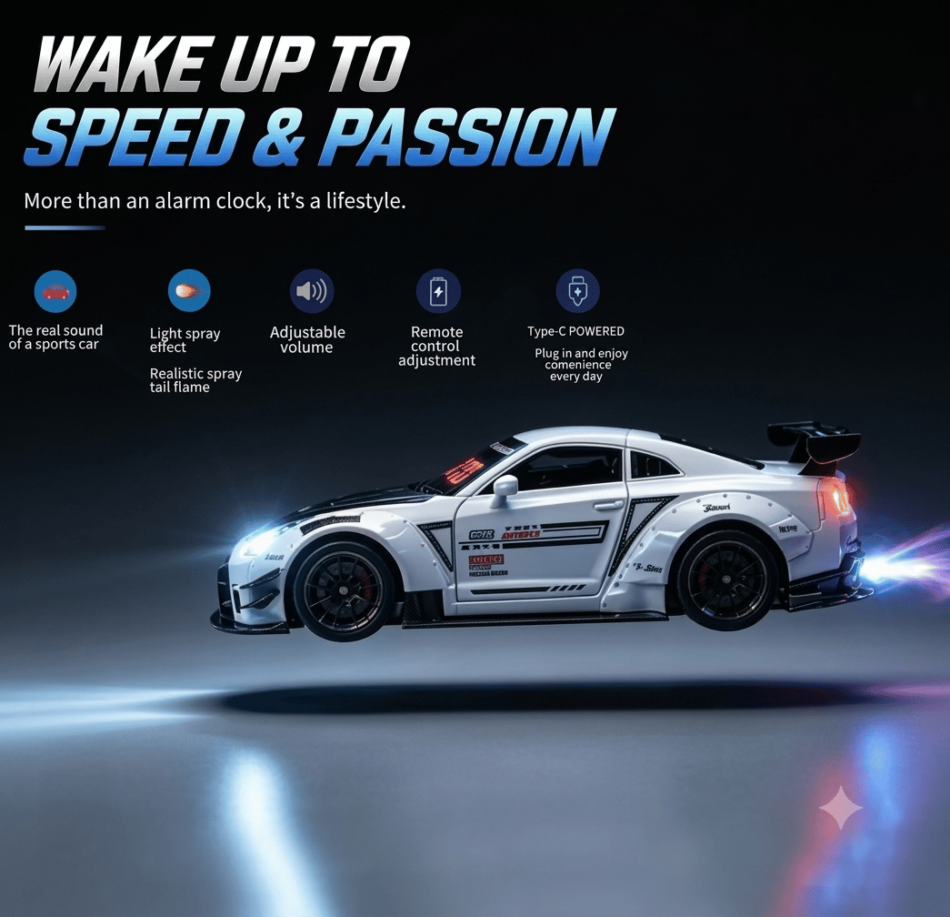 🏎️ Sports Car Alarm Clock Remote Control Model Car