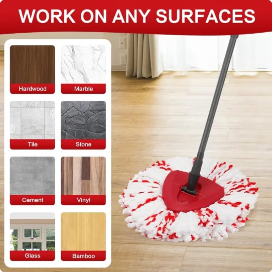 🔥🔥 2026 Upgraded Spin Mop Heads with Scrubbing Pad (3-Pack)