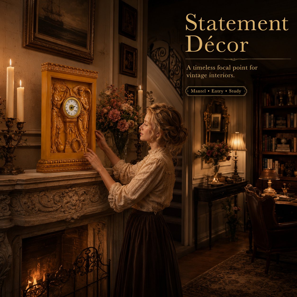 🛳️ Grand Staircase Clock Romantic Home Ornament
