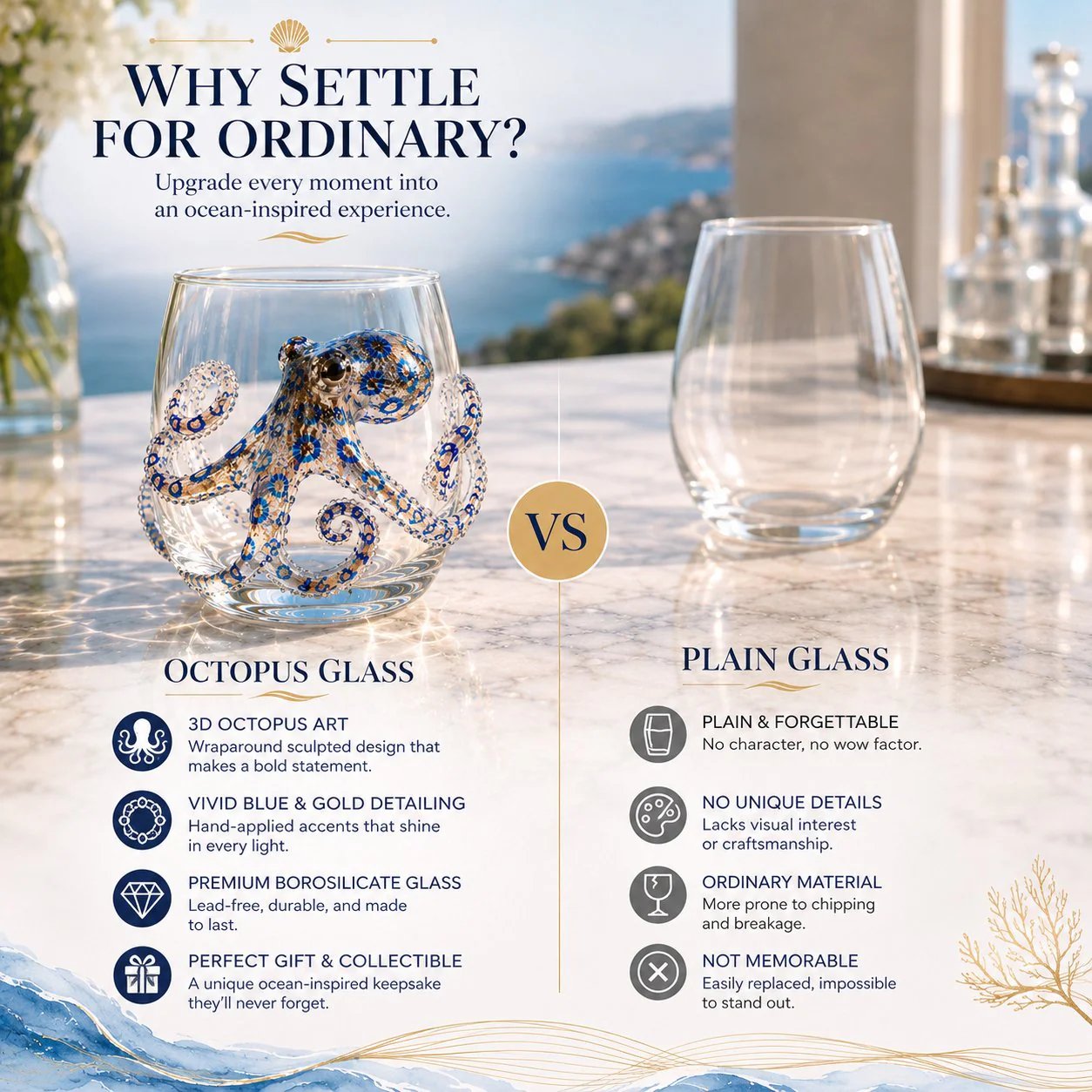 🌊  2026 3D Ocean Animal Artisan Glassware Collection for Fresher Sips, Coastal Elegance & Elevated Home Bar Vibes