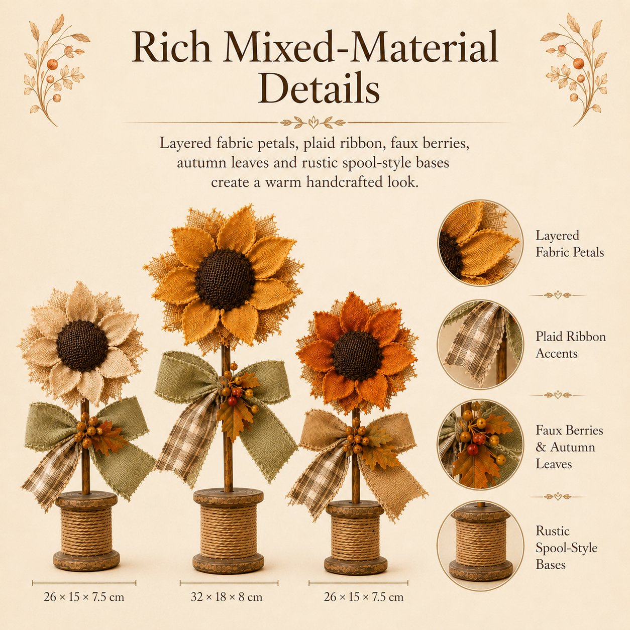Rustic Sunflower Tabletop Decor Set of 3