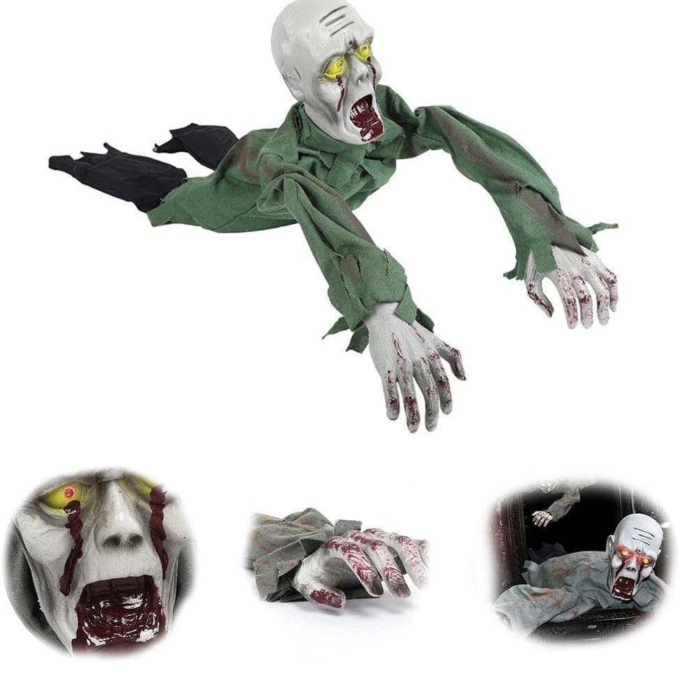 Sound-Activated Crawling Zombie with Glowing Eyes