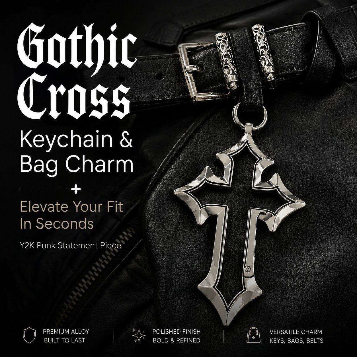 🔥Gothic Cross Keychain & Bag Charm