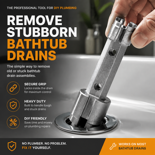 🔧Bathtub Drain Removal Wrench | Heavy-Duty Tub Drain Extractor Tool For Easy DIY Plumbing Repairs