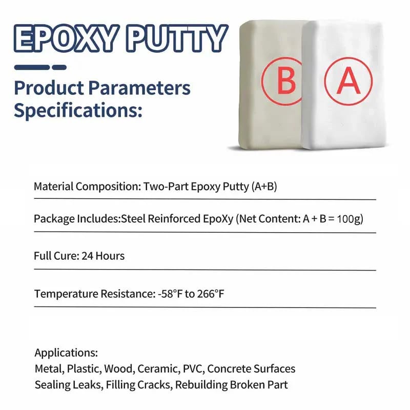 🔧Steel Reinforced Epoxy Repair Putty – Multi-Surface Moldable Epoxy for Metal, Wood & Hard Surfaces, Patch Cracks Gaps Holes, Sandable & Paintable, Water-Resistant🛠️