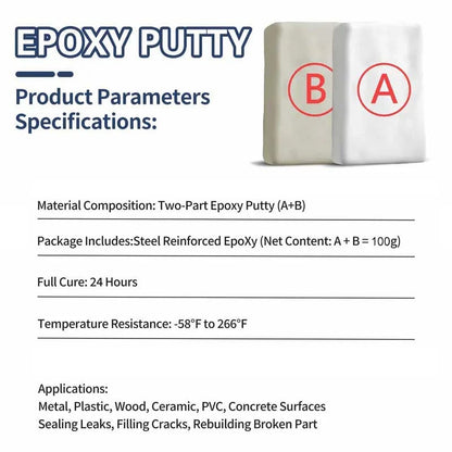 🔧Steel Reinforced Epoxy Repair Putty – Multi-Surface Moldable Epoxy for Metal, Wood & Hard Surfaces, Patch Cracks Gaps Holes, Sandable & Paintable, Water-Resistant🛠️