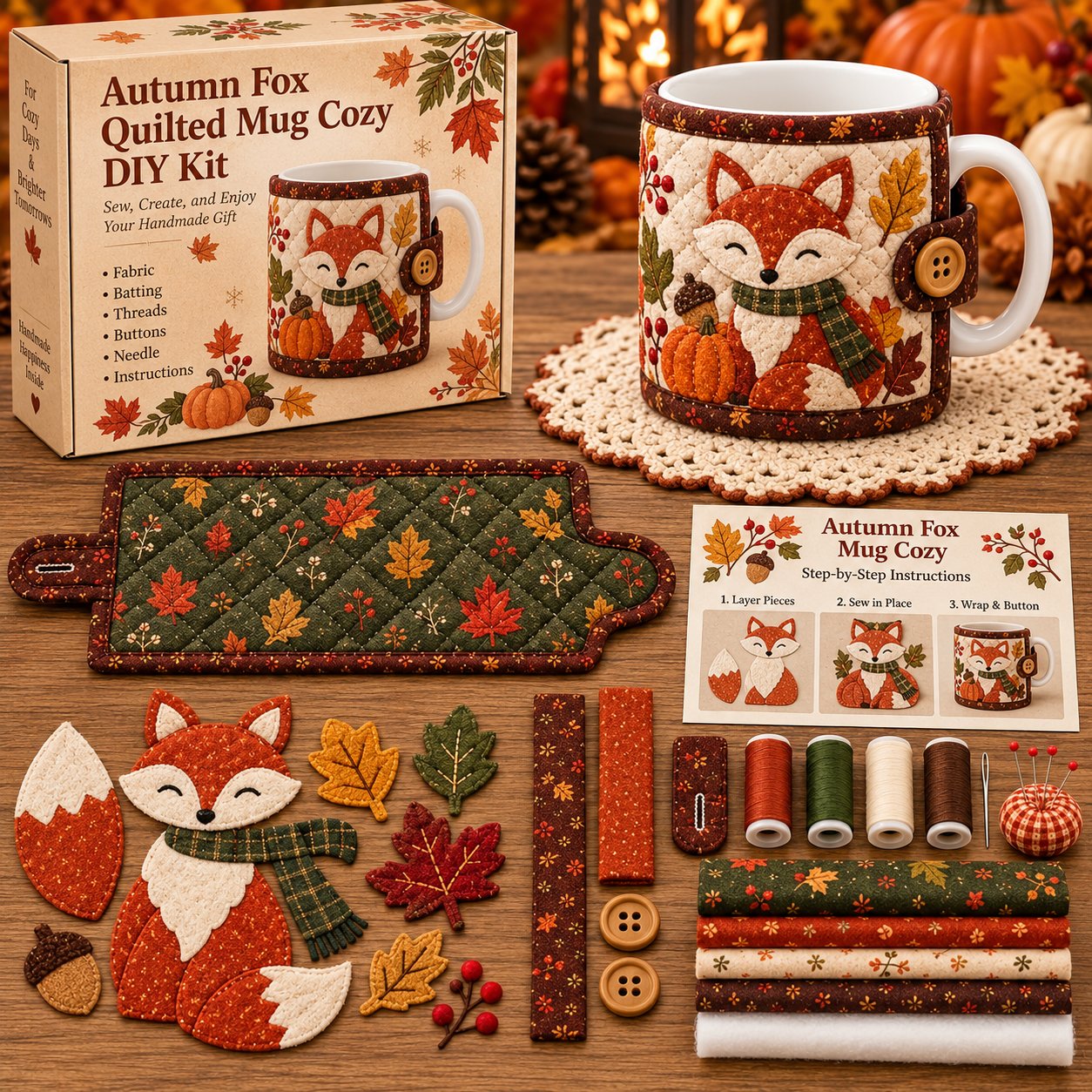 DIY Fall Mug Cozy Sewing Kit