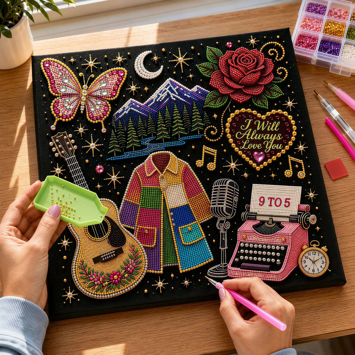 🔥 LAST DAY 50% OFF – 🎤 💕 Premium 3D Pearl Country Music Tribute Art Kit | Luxury Flocked Canvas with Scratch-Resistant Non-Fading Acrylic Resin Pearls & Faceted Drills DIY Keepsake Decor 💎✨